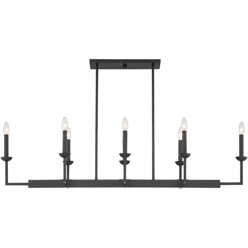 Possini Euro Design Black Linear Pendant Chandelier 50" Wide Industrial 8-Light Fixture for Kitchen Island Dining Room House Foyer