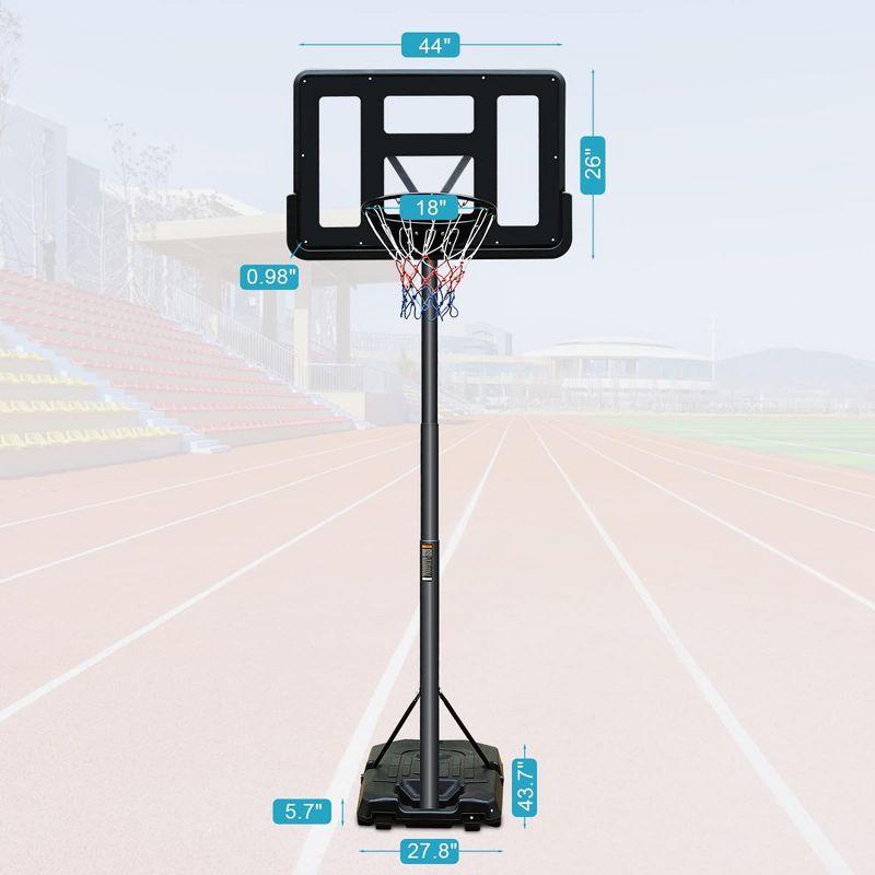 Portable Adjustable Height Basketball Hoop with 44" Backboard