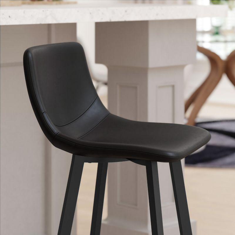 Emma and Oliver Set of Two 30" Modern Upholstered Barstools, Matte Metal Frames and Plastic Floor Glides