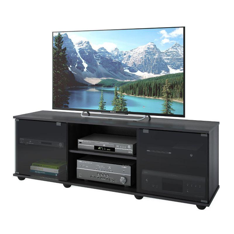 Flat Panel TV Stand for TVs up to 64" Ravenwood Black - CorLiving: Mid-Century Modern, Adjustable Shelves, Cable Management