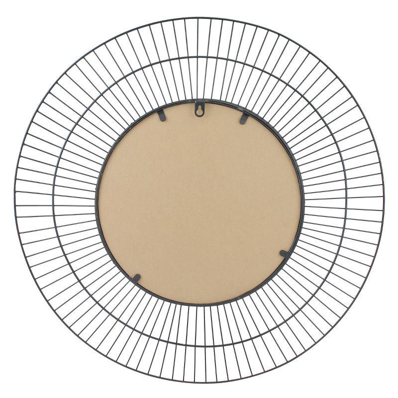 Modern Radial Black Metal Wire 24" Wall Mirror