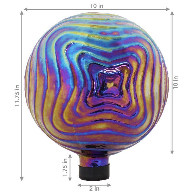 Iridescent Blue and Gold Rippled Glass Gazing Globe