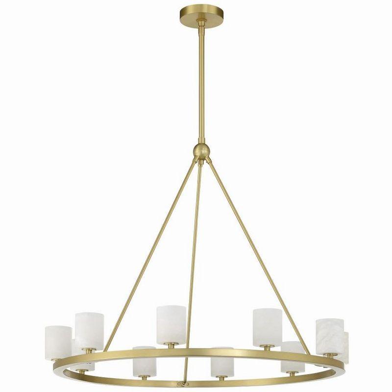 Soft Brass 10-Light Chandelier with White Stone Shades