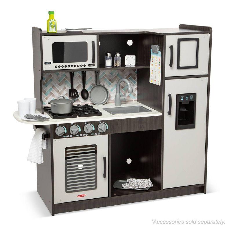 Melissa & Doug Chef's Wooden Pretend Play Kitchen for Kids with "Ice" Cube Dispenser - Charcoal Gray
