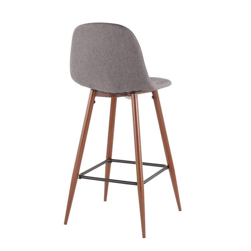 Set of 2 Pebble Mid-Century Modern Barstools Walnut/Charcoal: Steel Frame & Upholstered Seat - LumiSource
