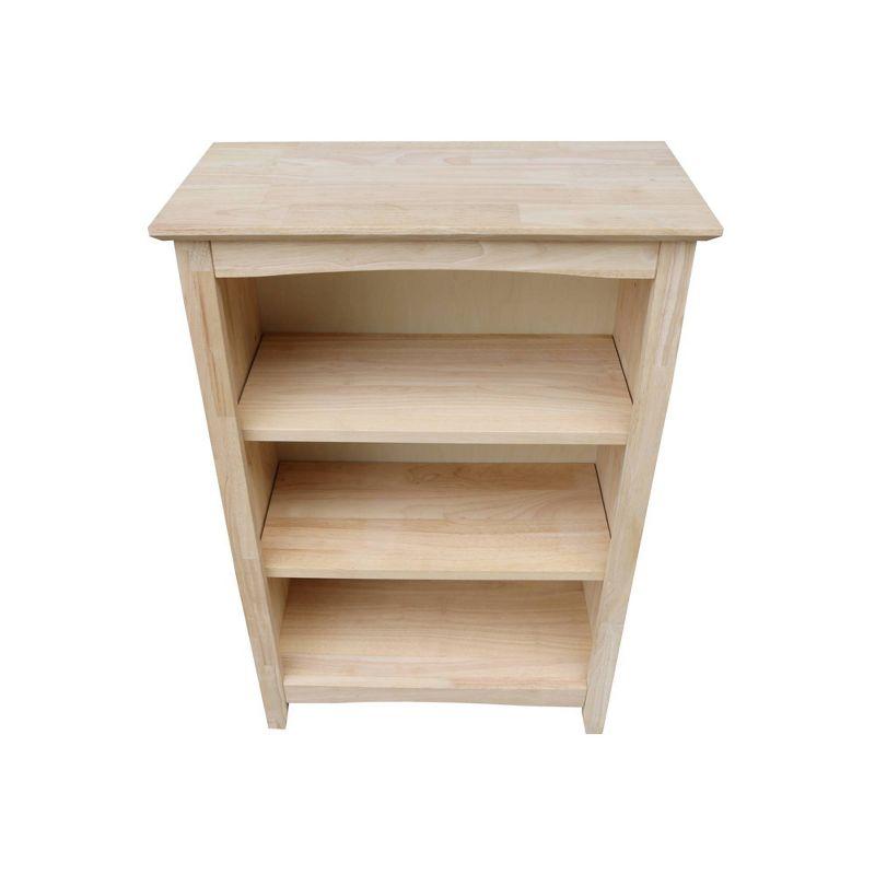 36"x24" Shaker Bookcase Unfinished - International Concepts: Rubberwood Material, 3 Fixed Shelves, Enclosed Back