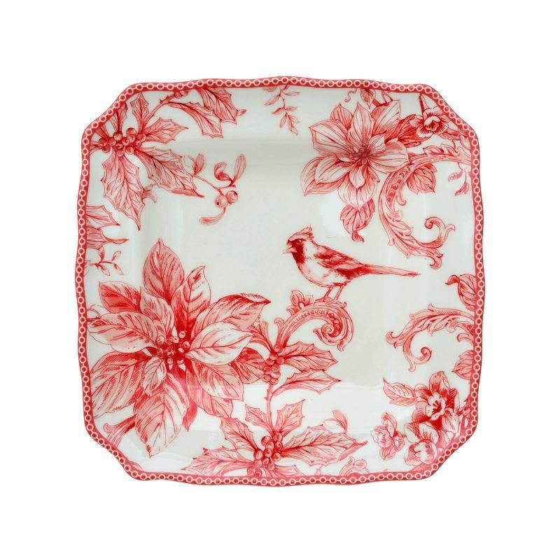 222 Fifth 222 Fifth Christmas Lane Red 16-Piece Porcelain Dinnerware Set - Service For 4, Plates, Bowls & Mugs