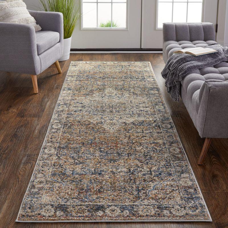 Kaia Transitional Medallion Tan/Orange/Blue Area Rug