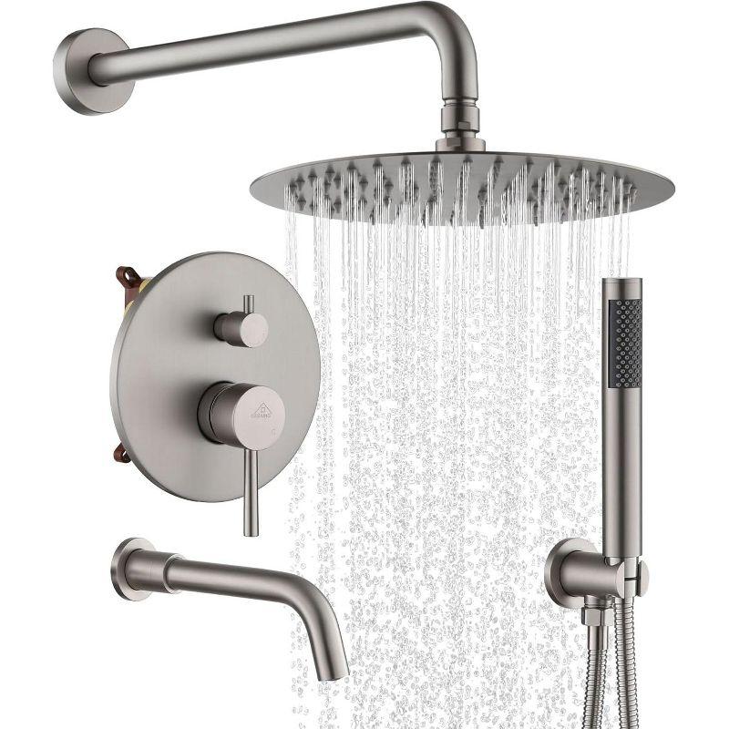 Luxury Wall-Mounted 3-Function Shower System Solid Brass Mixer Valve, 1.8 GPM Flow & Dual Showerheads with Rough-in Valve