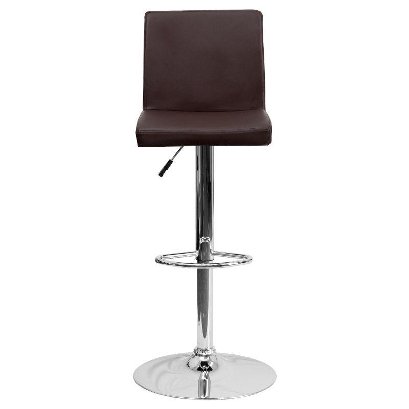 Luxurious Brown Vinyl Adjustable Swivel Barstool with Chrome Base