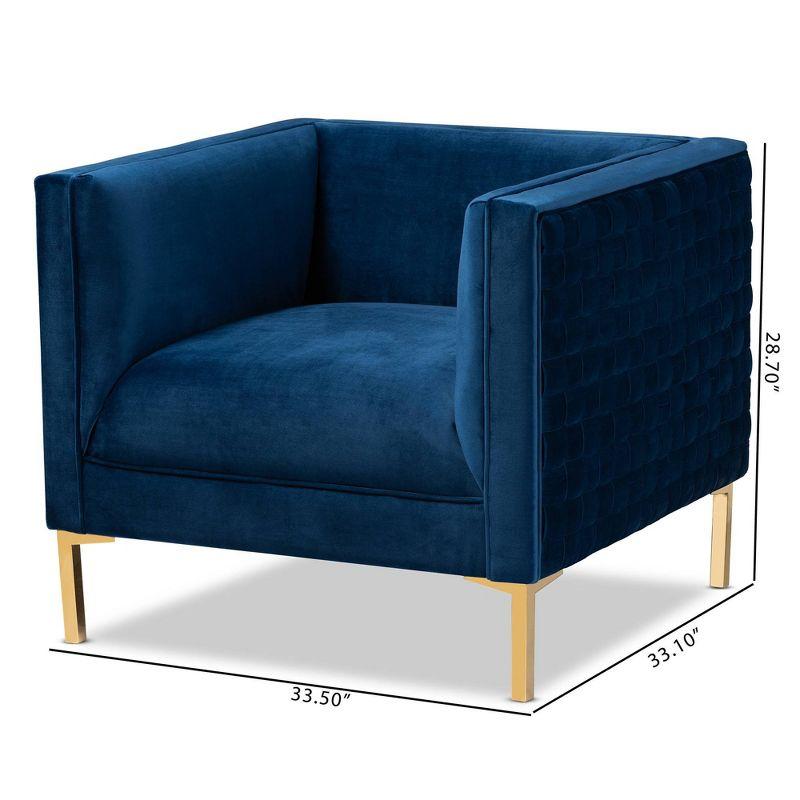 Seraphin Navy Blue Velvet & Gold Finish Modern Accent Chair