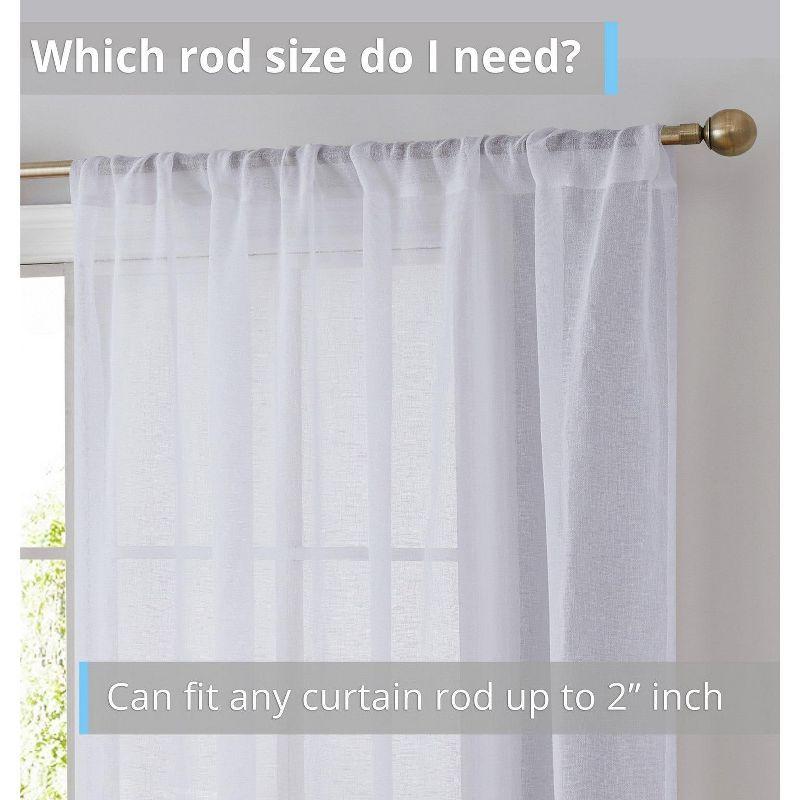 HLC.ME Penelope Faux Linen Textured Privacy Sheer Light Filtering Rod Pocket Curtains Panels, Set of 2 - Ivory, 54 W x 96 L