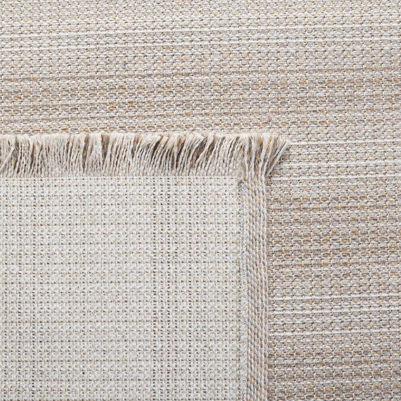 Ivory Taupe Flat Woven Synthetic Area Rug 5' x 7'