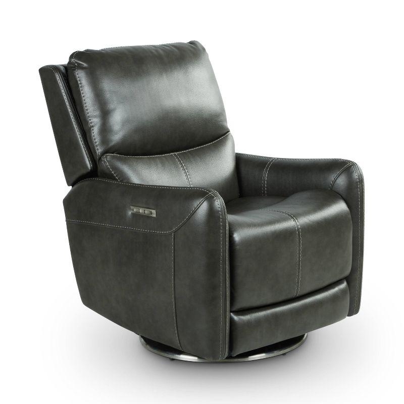 Athens Transitional Charcoal Faux Leather Swivel Recliner