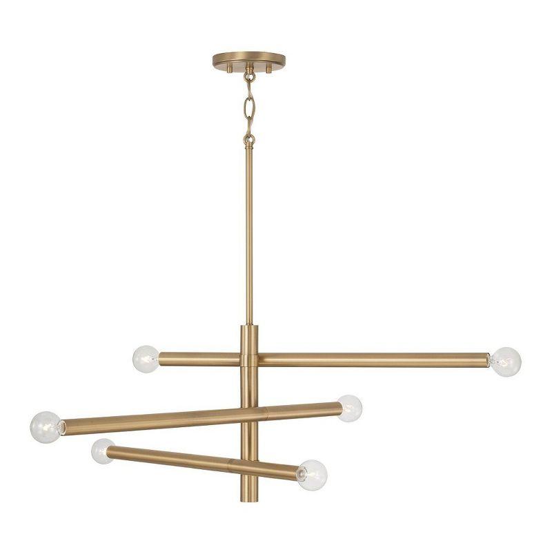 Aged Brass 6-Light Sputnik Chandelier with Adjustable Height