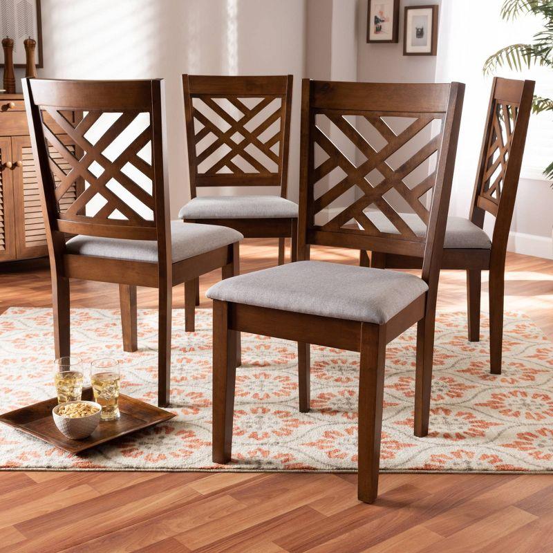 Parsons High-Back Grey & Walnut Cane Wood Dining Chair Set