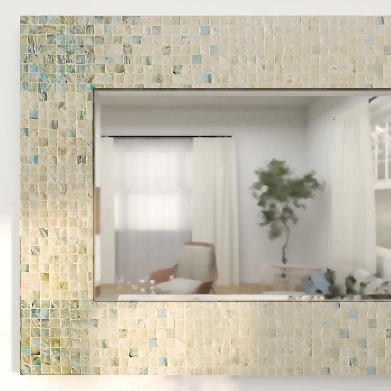 36" x 48" Mother of Pearl Handmade Mosaic Wall Mirror: Olivia & May, Coastal Style Decor