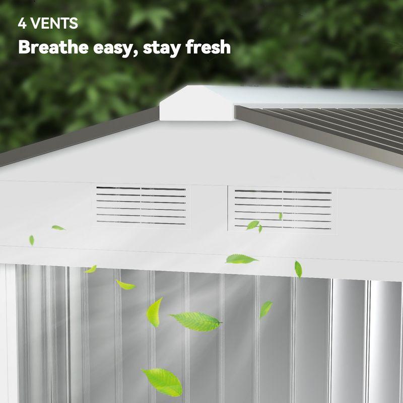 Outsunny 7' x 4' Metal Storage Shed Organizer, Garden Tool House with 4 Vents and 2 Sliding Doors for Backyard, Patio, Garage, Lawn, White