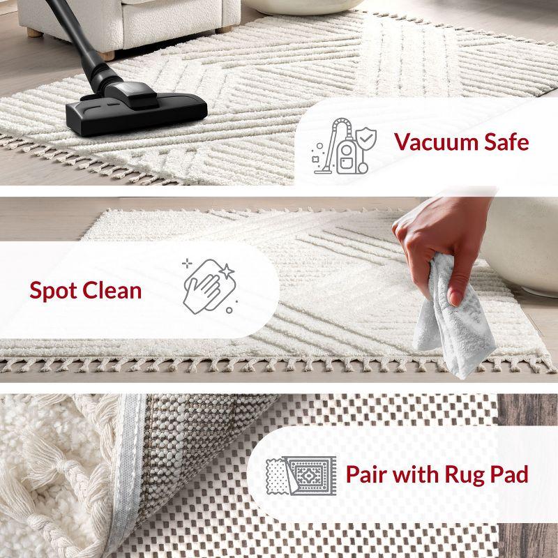 Nuloom Risette Solid 4x6 Shag Indoor Area Rug for Living Room Bedroom Dining Room Nursery Kitchen, Ivory