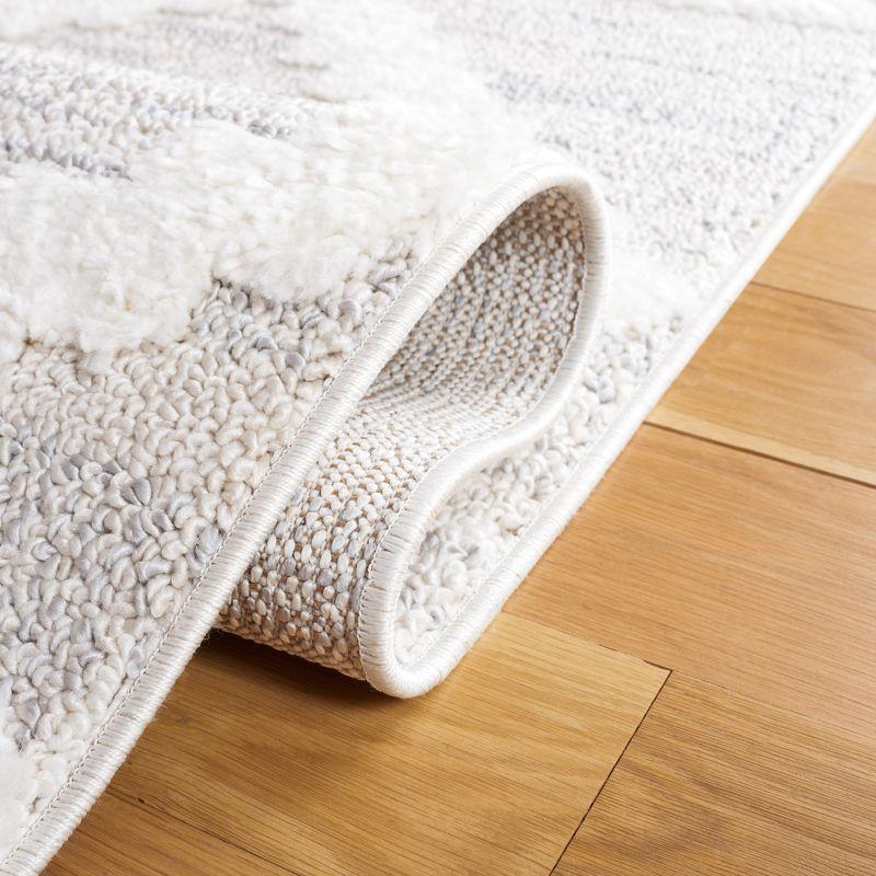 Ivory Diamond Braided Fringe 6'7" Square Shag Rug