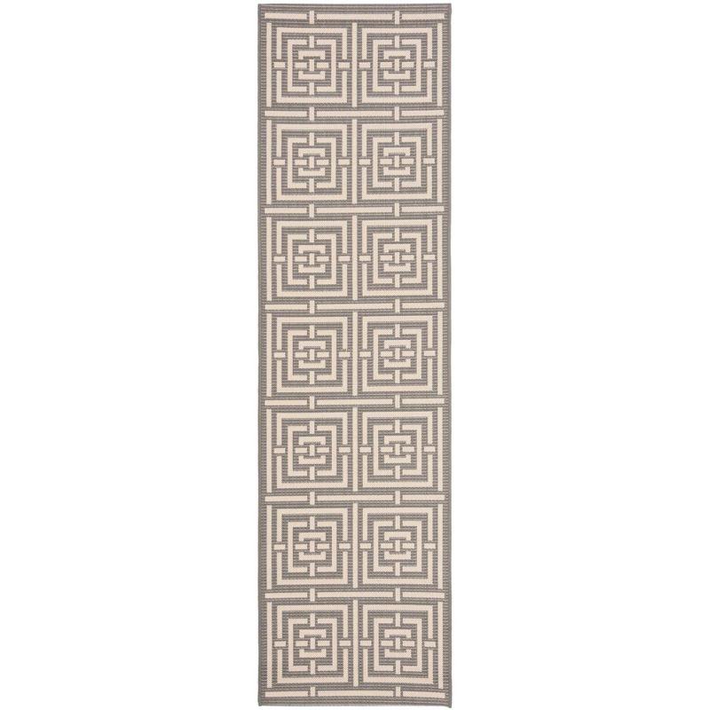 Gray Synthetic Stain-Resistant Outdoor Rug, 27" x 10"