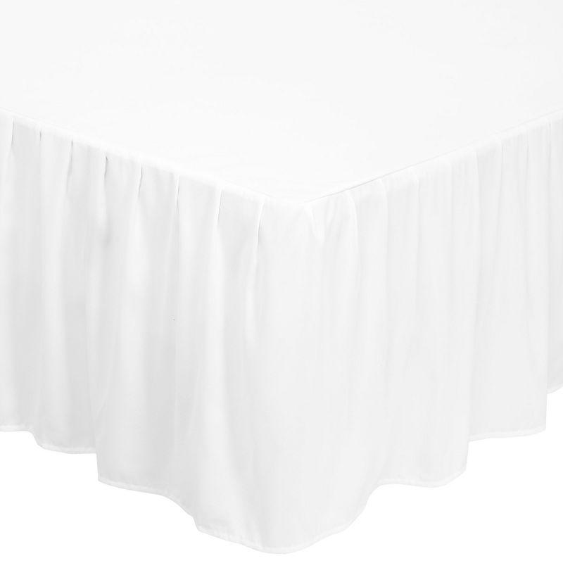 White Microfiber Ruffled Queen Bed Skirt with 16" Drop