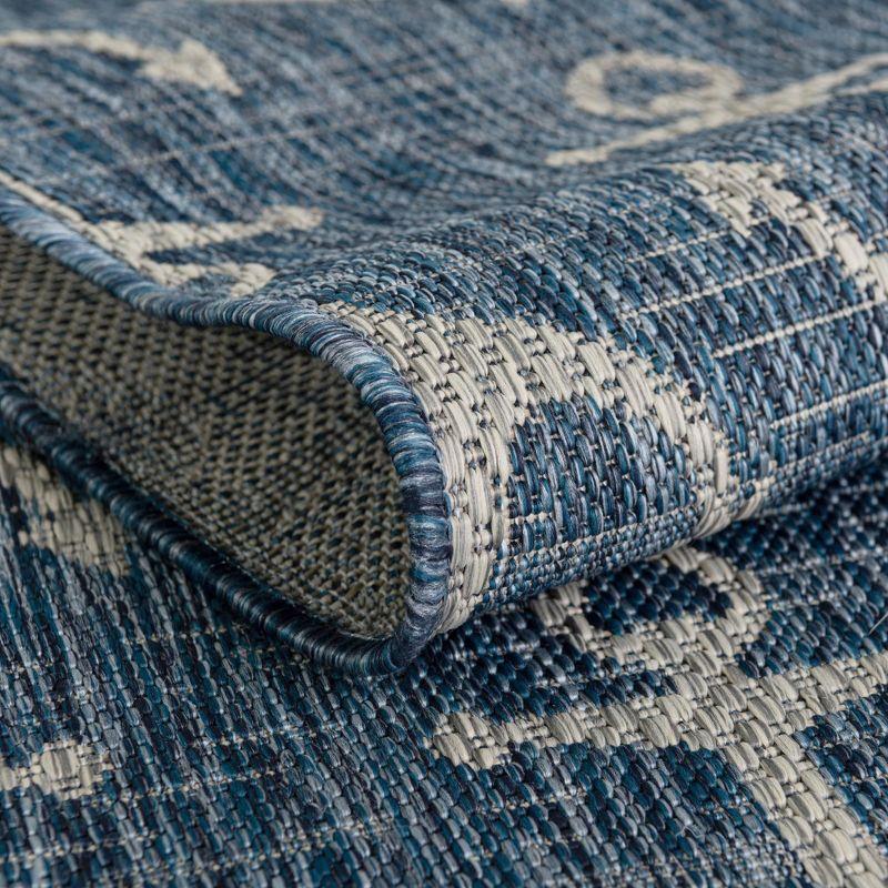 Unique Loom Outdoor Coastal Ahoy Solid Print Woven Area Rug