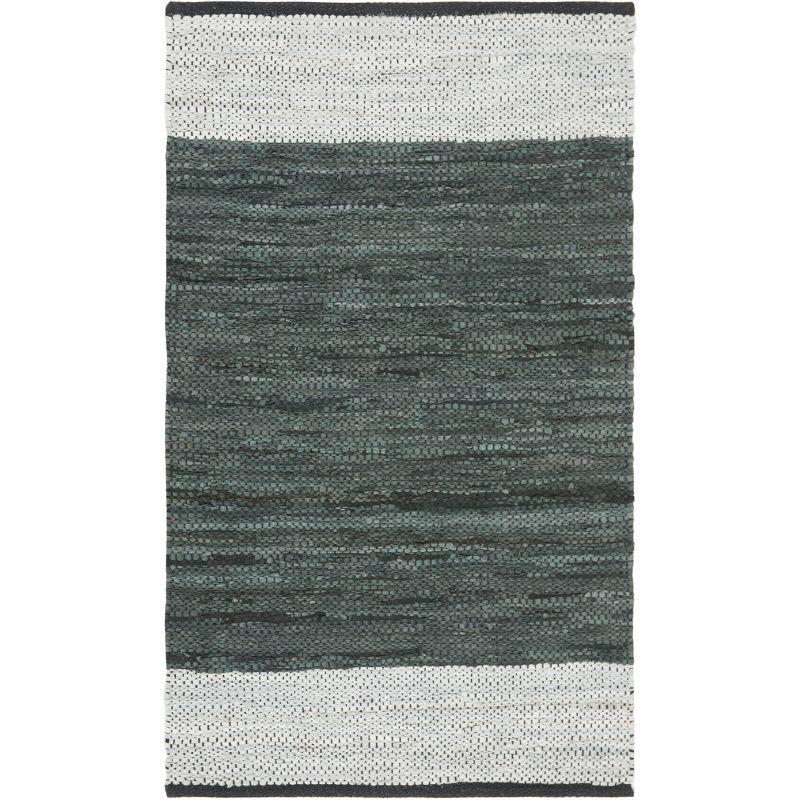 Mod-Chic Gray Cotton and Cowhide 4' x 6' Flat Woven Area Rug