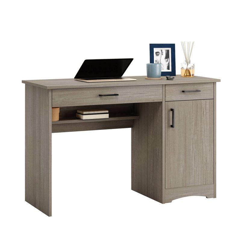 BeginningsHome Office Desk with Drawers Silver Sycamore - Sauder: Retro-Industrial Design, MDF Frame