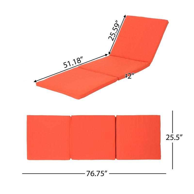 Christopher Knight Home Perla Outdoor Acacia Wood Armless Adjustable Chaise Lounge with Water Resistant Cushion, Orange