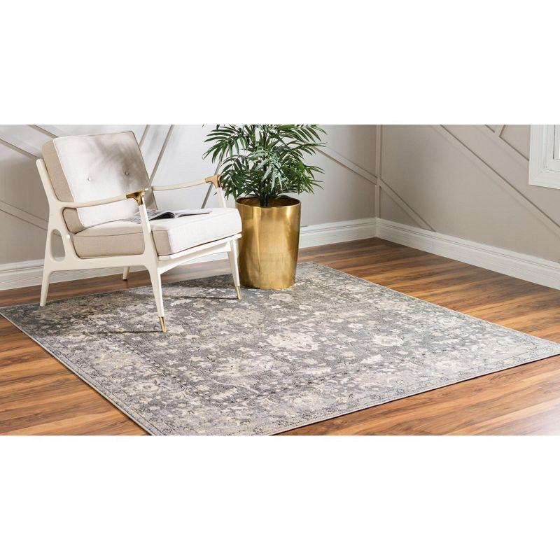 Unique Loom Portland Collection Area Rug - Central (4' 1" Square Gray/Beige)