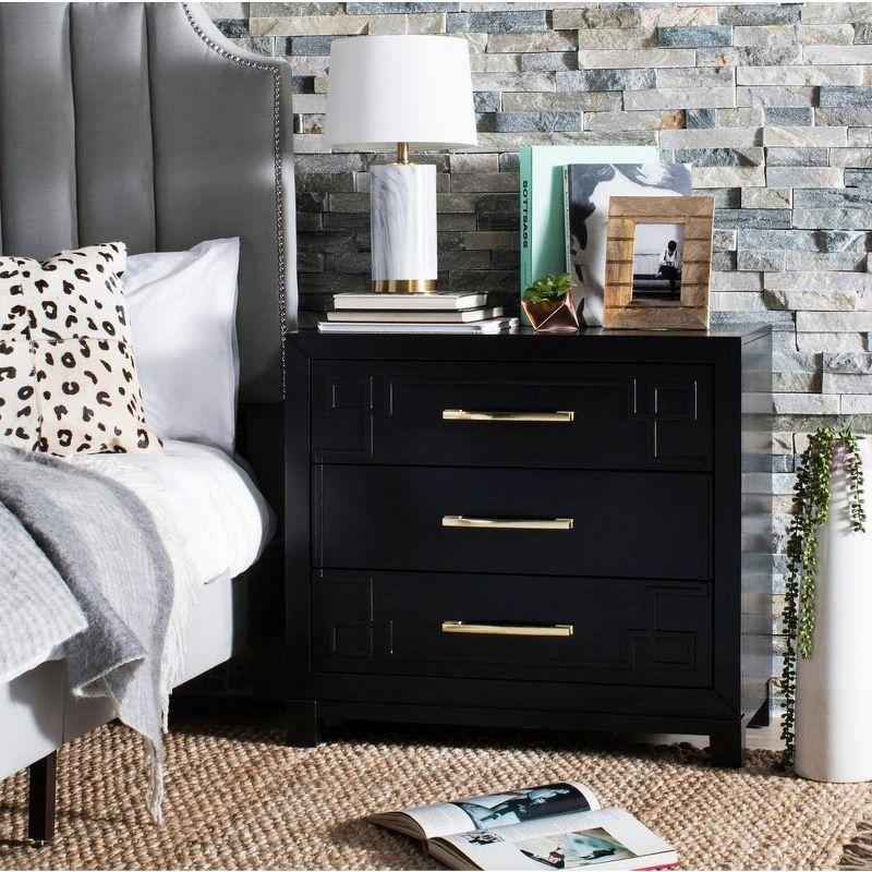 Raina 3 Drawer Chest - CHS6412 - Black/Gold - Safavieh