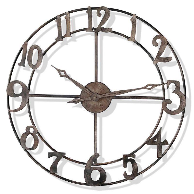 Rustic Pewter Metal Wall Clock Gray - StyleCraft: Open Face, Indoor, Analog Display, 31"