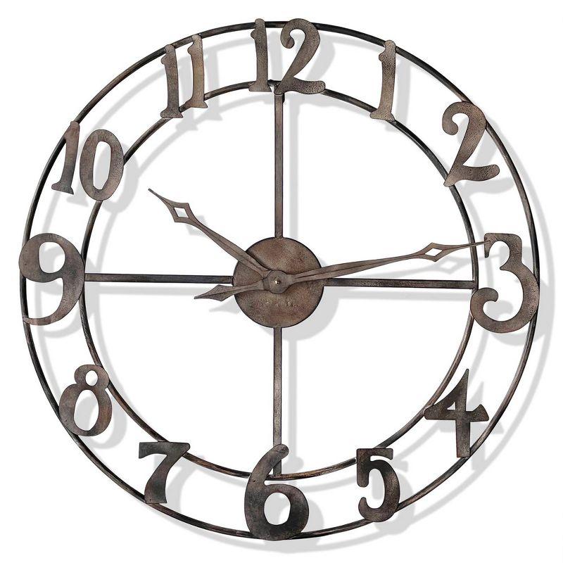 Rustic Pewter 34" Round Metal Wall Clock