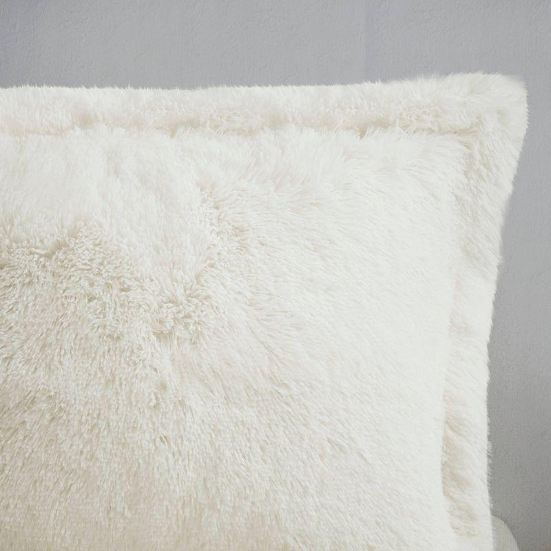 Ivory Shaggy Faux Fur Twin Duvet Cover Set