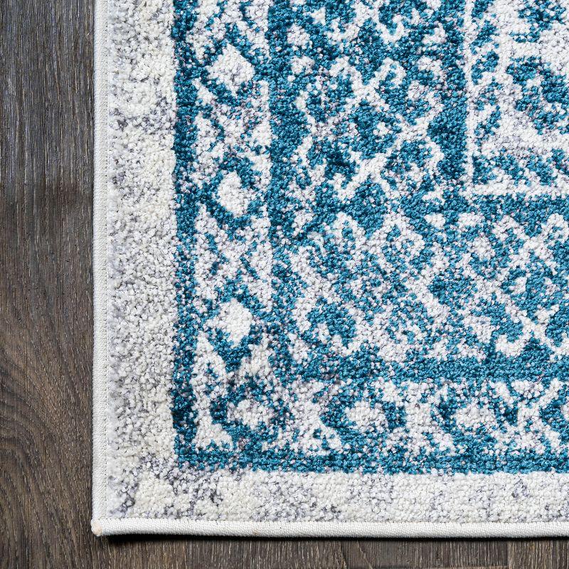 Blue and White Medallion 8' x 10' Synthetic Area Rug