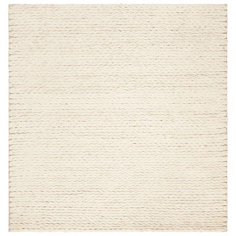 Handmade Ivory Braided Wool 6' Square Area Rug