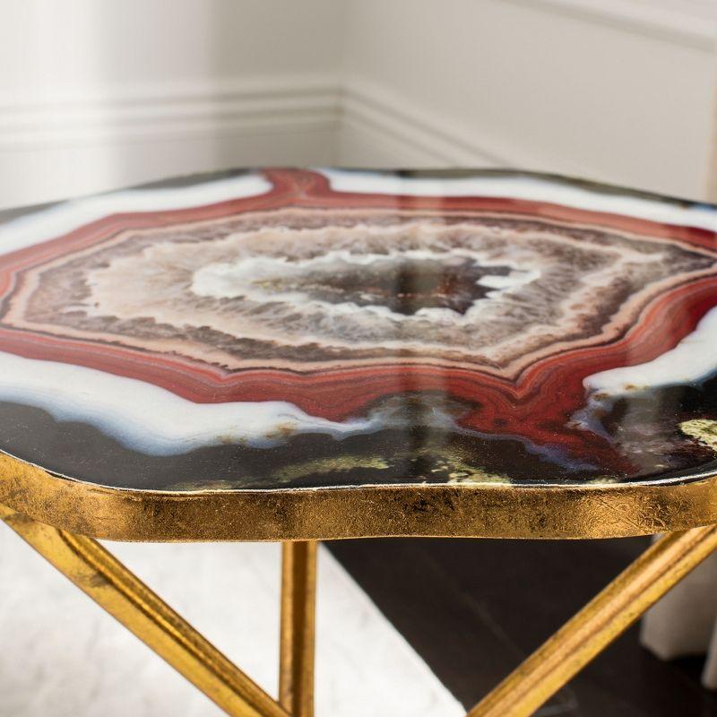 Celeste Faux Agate Side Table - Multi Color/Gold - Safavieh