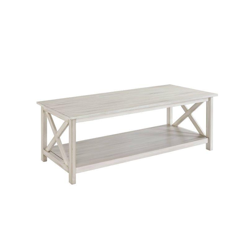 Jamestown 48" Antique White Wood Coffee Table with Storage