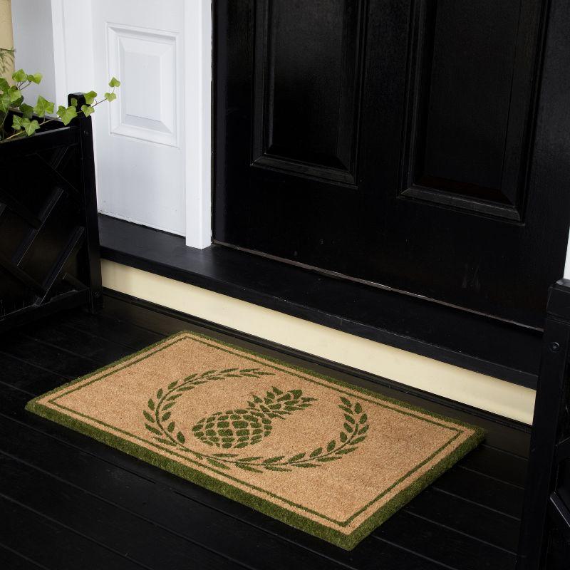 Pineapple Green Hand-Woven Coir Outdoor Doormat 18" x 30"