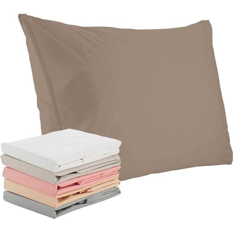 Superity Linen King Pillow Cases  - 2 Pack - 100% Premium Cotton - Open Enclosure - Taupe