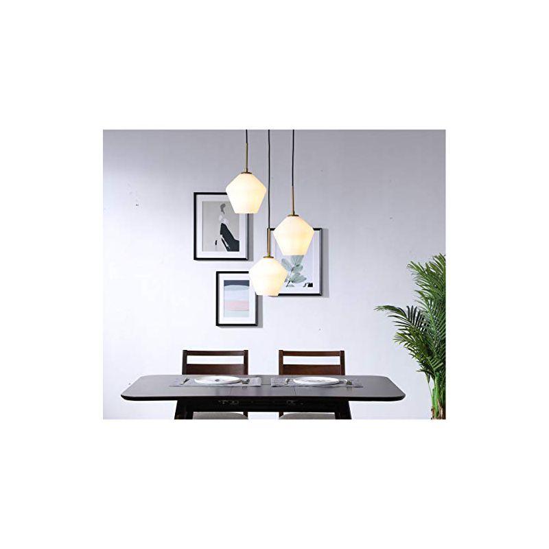 Modern Brass and Frosted White Glass Pendant Light