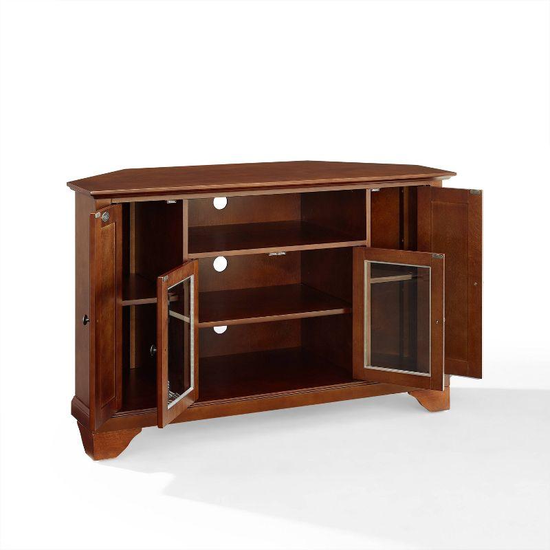 Crosley LaFayette Corner TV Stand for TVs up to 48" Dark Red: Mid-Century Modern, Media Console with Cable Management