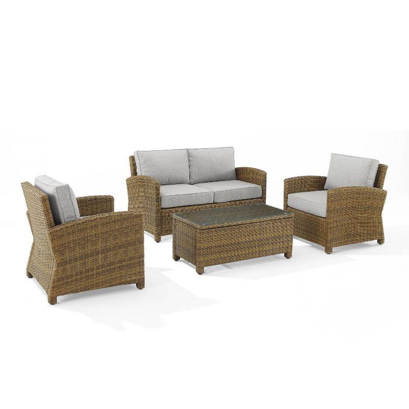 Bradenton Weathered Brown Outdoor Wicker 4pc Conversation Set