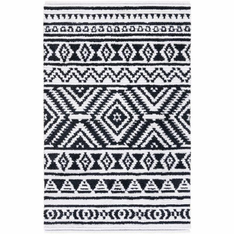 Augustine AGT849 Machine Made Indoor Area Rug - Black/Ivory - 6'-4"x9'-6" - Safavieh