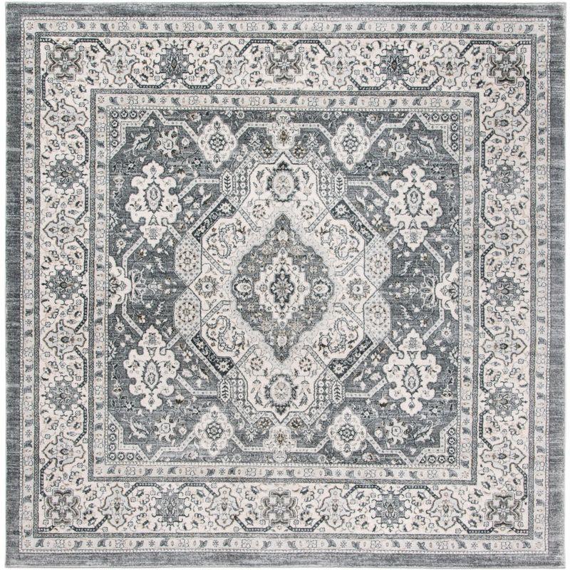 Isabella ISA916 Power Loomed Area Rug - Grey/Cream - 6'7"x6'7" - Safavieh.