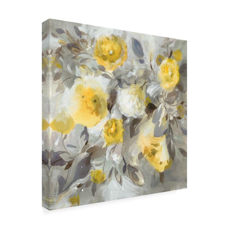 Danhui Nai Yellow and Gray Floral Canvas Art 35" x 35"