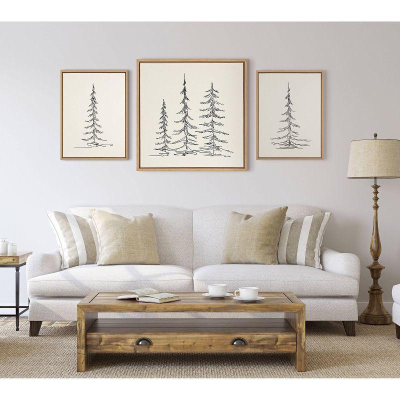 Sylvie Minimalist Evergreen Trees Sketch Framed Wall Canvas - Kate & Laurel All Things Decor