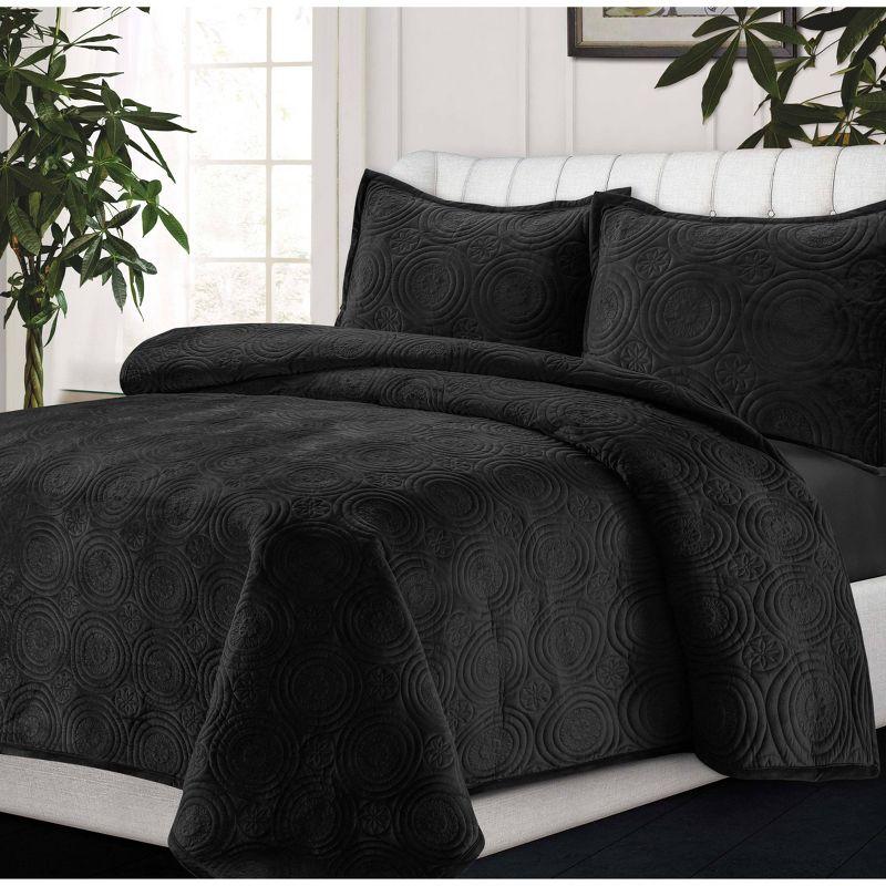 Tribeca Living Capri Velvet Quilt Set