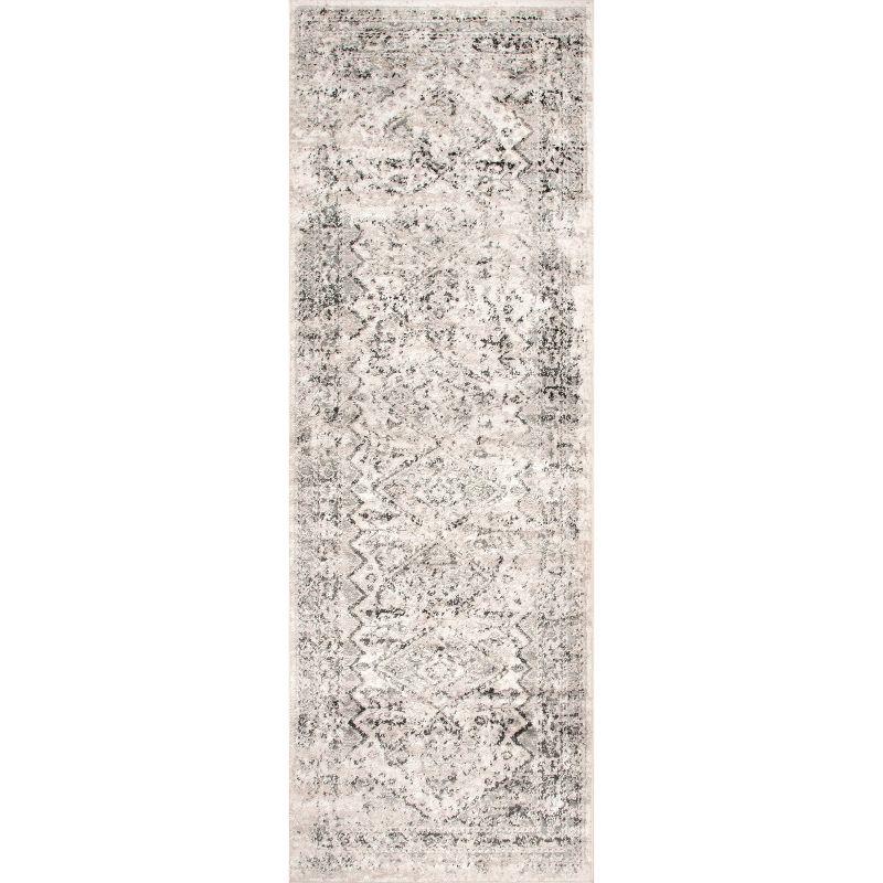 Nuloom Madisson Medallion 2x8 Runner Indoor Area Rug for Living Room Bedroom Dining Room Entryway Hallway Kitchen, Grey/Ivory